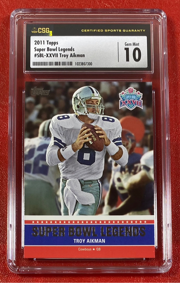 2011 Topps Super Bowl Legends Troy Aikman #SBL-XXVII CSG 10 Dallas Cowboys