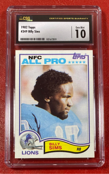 1982 Topps Billy Sims #349 CSG 10 Detroit Lions