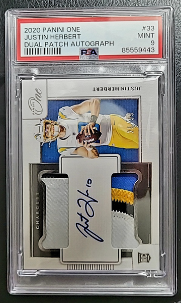 2020 Justin Herbert Panini One Dual Patch Rookie Auto /99