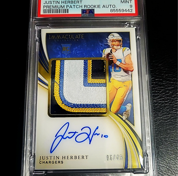 2020 Justin Herbert Immaculate Premium Patch Rookie Auto /49