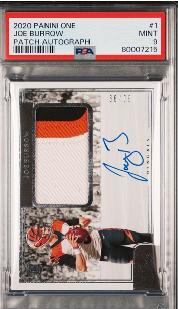 2020 Panini One Joe Burrow Rookie Patch Auto RPA /99