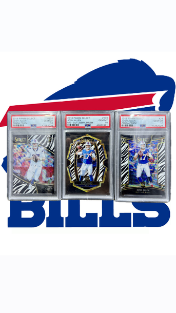 LOT OF 3 JOSH ALLEN PANINI SELECT ZEBRA ROOKIES ALL 3 PSA 10s 
