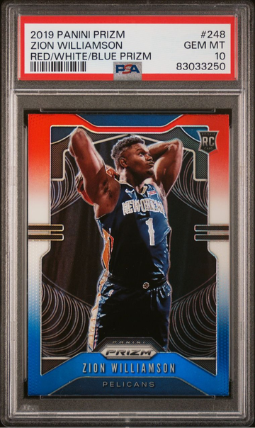 2019 PANINI PRIZM ZION WILLIAMSON RED WHITE BLUE GEM MINT PSA 10