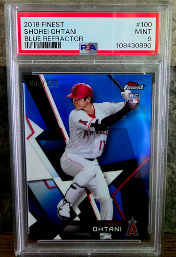 2018 Topps Finest Ohtani Blue Refractor RC PSA 9 mint 80/150