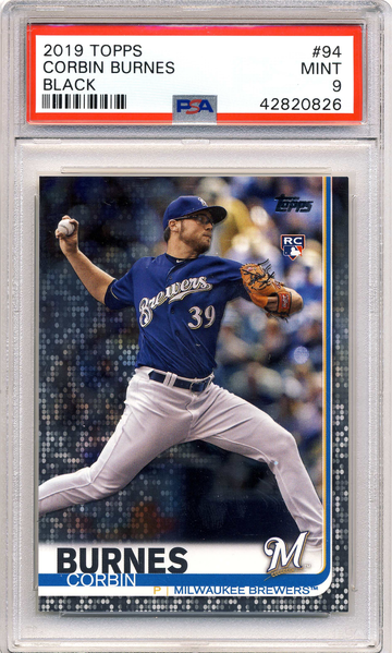 CORBIN BURNES 2019 TOPPS SERIES 1 BLACK PARALLEL #/67 PSA 9 MINT ROOKIE RC