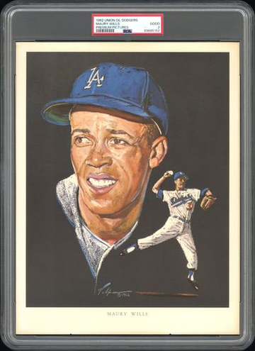 1962 Union Oil Dodgers MAURY WILLS PSA 2 Good