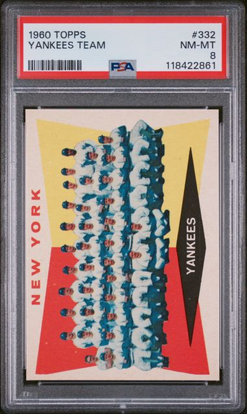1960 Topps #332 Yankees Team PSA 8 NM/MT