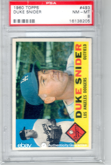 1960 Topps #493 DUKE SNIDER Dodgers HOF PSA 8 NM/MT
