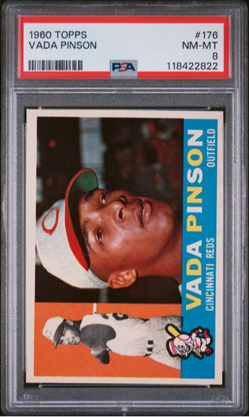 1960 Topps #176 VADA PINSON Reds PSA 8 NM/MT
