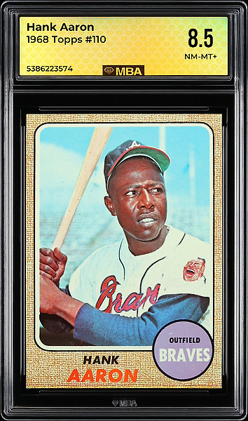 1968 Topps #110 HANK AARON Braves HOF MBA 8.5 NM/MT+