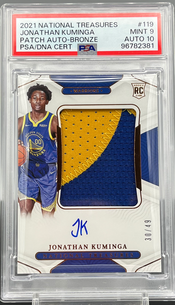 2021 National Treasures RC patch auto Bronze Jonathan Kuminga /49 PSA 9/10 