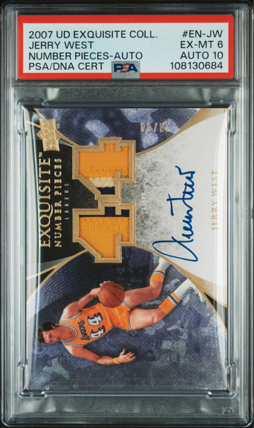 2007 Exquisite Number pieces patch auto Jerry West /44 PSA6/10 