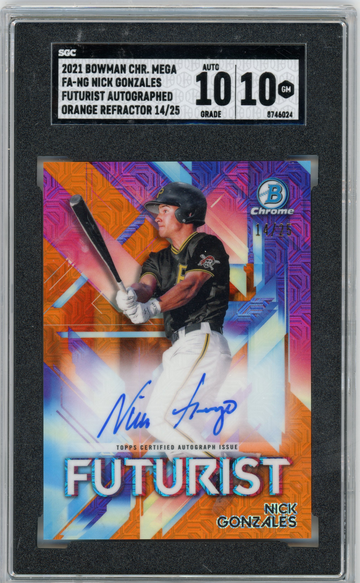 2021 Bowman Chrome Mega Nick Gonzales Auto Orange Mojo Refractor /25 SGC 10/10