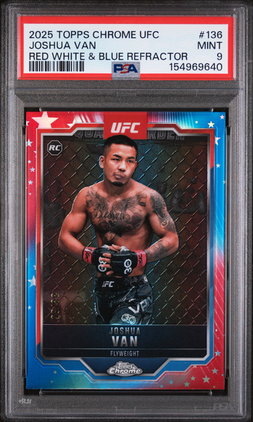 Joshua Van 2025 Topps Chrome UFC Red White Blue Refractor /88 PSA 9 POP 3!