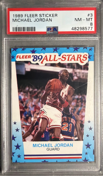 Michael Jordan 1989 Fleer Sticker #3 PSA 8!