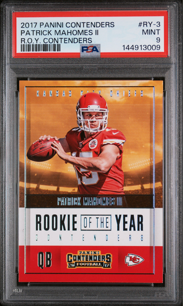 Patrick Mahomes 2017 Contenders R.O.Y. RY-3 PSA 9!
