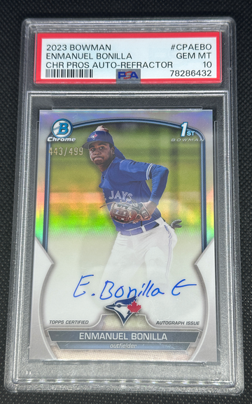 2023 Bowman Chrome Enmanuel Bonilla 1st Prospect Auto Refractor /499 CPA-EBO PSA 10