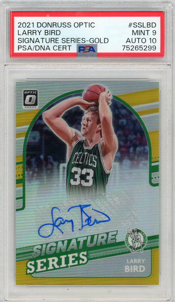 Larry Bird 2021-22 Donruss Optic Signature Series Gold Auto /10 PSA 9/10 Celtics