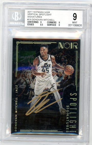 Donovan Mitchell 2017-18 Panini Noir Gold Spotlight Signatures Rookie RC Auto /125 BGS 9/9