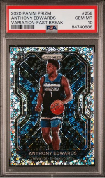 2020 Panini Prizm Anthony Edwards Fast Break Variation #258 PSA 10 RC Gem