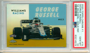 2020 Topps Chrome George Russell RC Gold Refractor 26/50 PSA 10