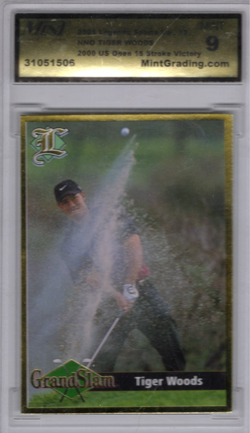 2001 Legends Sports Volume 13 Tiger Woods NNO 2000 US Open 15 Stroke Victory Mint Grading 9