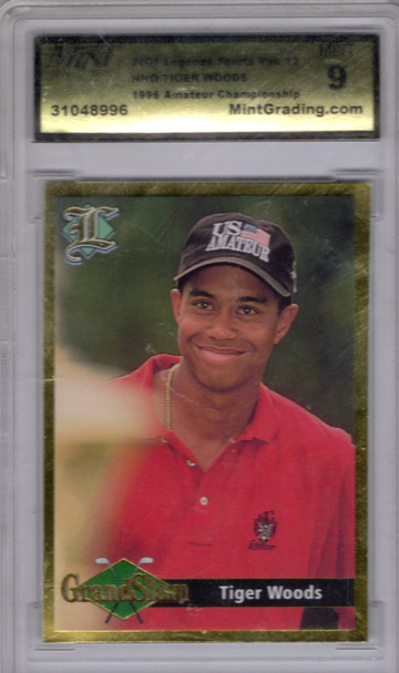 2001 Legends Sports Volume 13 Tiger Woods NNO 1996 Amateur Championship Mint Grading 9