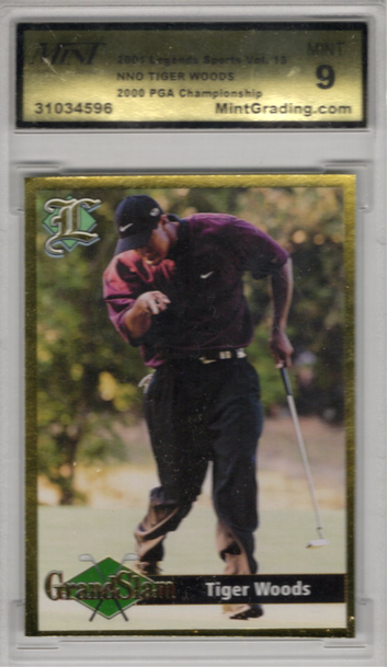 2001 Legends Sports Volume 13 Tiger Woods NNO 2000 PGA Championship Mint Grading 9