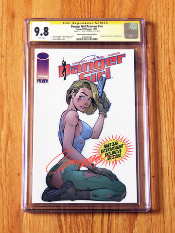 DANGER GIRL PREVIEW CGC SS 9.8 signed J Scott Campbell 1997 Amer Entertainment