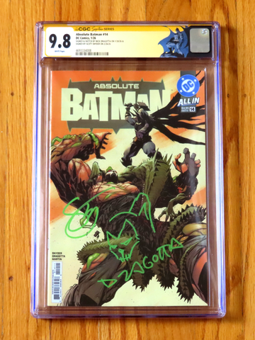 ABSOLUTE BATMAN #14 CGC SS 9.8 signed sketch Snyder Dragotta 1st Ptg TOP POP