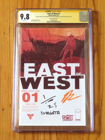 EAST OF WEST #1 GHOST VARIANT CGC SS 9.8 signed sketch Hickman Dragotta
