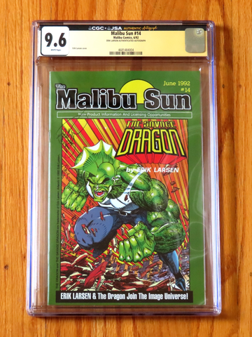  MALIBU SUN #14 CGC JSA 9.6 1992 authenticated signed Erik Larsen Savage Dragon