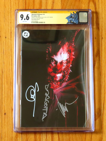  ABSOLUTE BATMAN #15 JOCK VARIANT B CGC SS 9.6 signed 3x Snyder Dragotta 1st Ptg