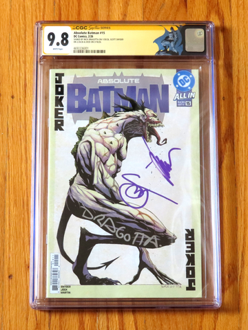  ABSOLUTE BATMAN #15 CGC SS 9.8 Signature Series Snyder Dragotta Jock 1st Ptg