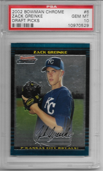 2002 Bowman Chrome Draft Picks Zack Greinke PSA 10