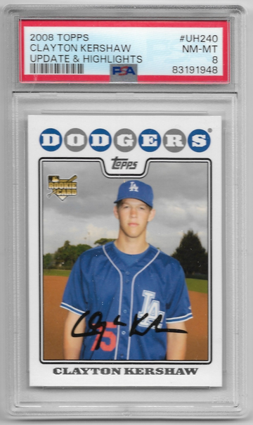 2008 Topps Updates and Highlights Clayton Kershaw PSA 8