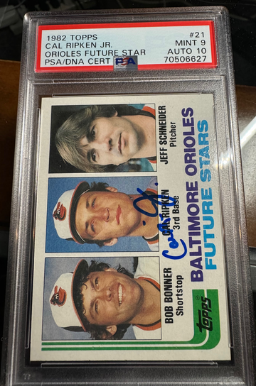 1982 Topps #21 Cal Ripken Jr. RC Orioles HOF PSA 9 DNA AUTO 10