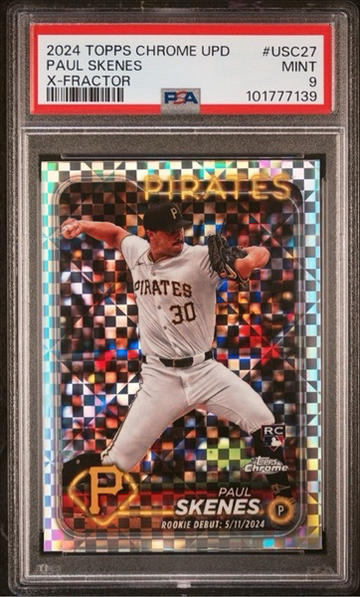 2024 TOPPS CHROME UPDATE X-FRACTOR #USC27 PAUL SKENES ROOKIE RC PSA 9