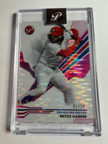 2024 Topps Pristine #199 Bryce Harper Encased Pink Pulsar Refractor /15 Phillies