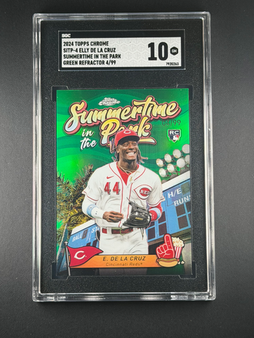 2024 Topps Chrome Summertime In The Park 4 Elly De La Cruz RC Green /99 SGC 10