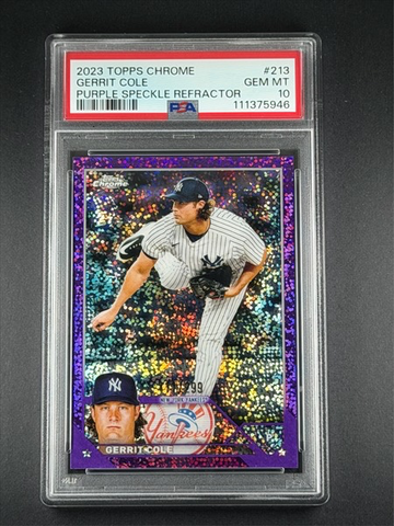 2023 Topps Chrome #213 Gerrit Cole Purple Speckle Refractor /299 PSA 10 Yankees