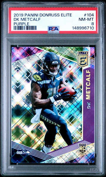 2019 Donruss Elite #104 DK Metcalf RC Purple /99 PSA 8 Steelers 