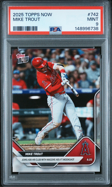 2025 Topps Now Mike Trout #742 Joins 400 Home Run Club LA Angels PSA 9