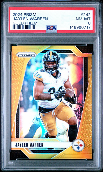 2024 Prizm Jaylen Warren True Gold Prizm /10 Steelers PSA 8 Pop 1 None Higher