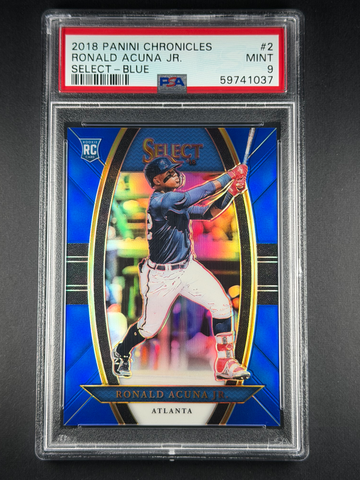 2018 Panini Chronicles Select Blue Prizm Ronald Acuna Jr /149 Rookie RC PSA 9