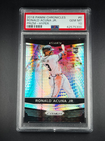 2018 Panini Chronicles Prizm Ronald Acuna Jr. Hyper Prizm /299 Rookie RC PSA 10