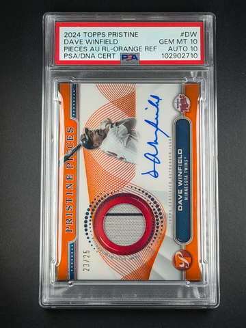 2024 Pristine Dave Winfield Pieces GU Patch On Card Auto Orange Ref /25 PSA 10 Auto 10