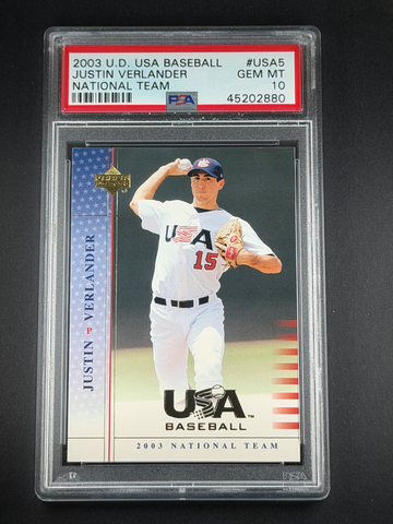 2003 Upper Deck USA Baseball #USA5 Justin Verlander Rookie RC PSA 10 -Future HOF