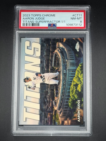 Superfractor 2023 Topps Chrome Titans Aaron Judge 1/1 PSA 8.