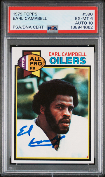 1979 Topps Earl Campbell Rookie RC Auto HOF Autograph #390 PSA 6 Auto 10